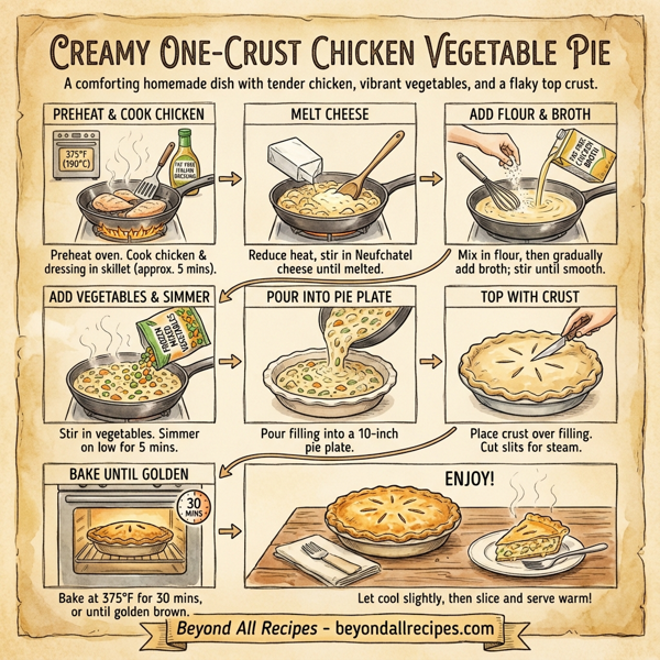 Creamy One-Crust Chicken Vegetable Pie instructions