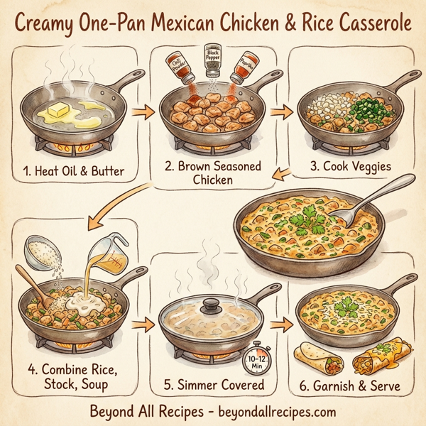 Creamy One-Pan Mexican Chicken and Rice Casserole instructions