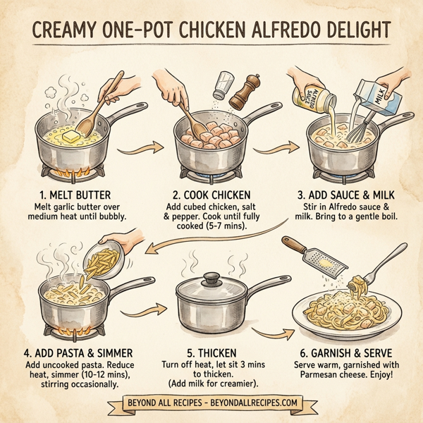Creamy One-Pot Chicken Alfredo Delight instructions