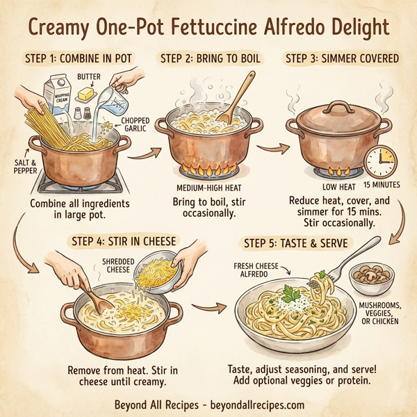 Creamy One-Pot Fettuccine Alfredo Delight instructions