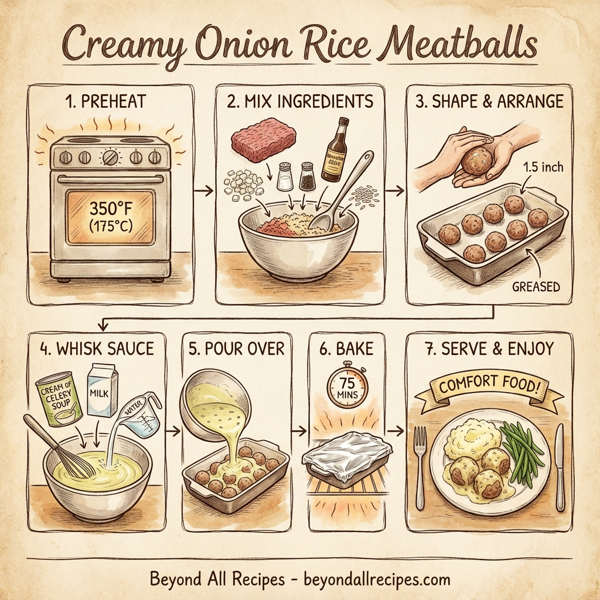 Creamy Onion Rice Meatballs instructions