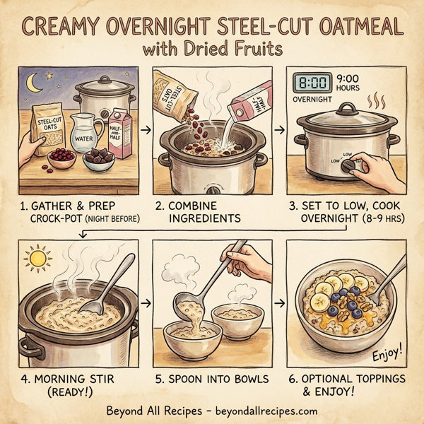 Creamy Overnight Steel-Cut Oatmeal with Dried Fruits instructions