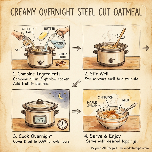 Creamy Overnight Steel Cut Oatmeal instructions