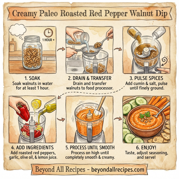 Creamy Paleo Roasted Red Pepper Walnut Dip instructions