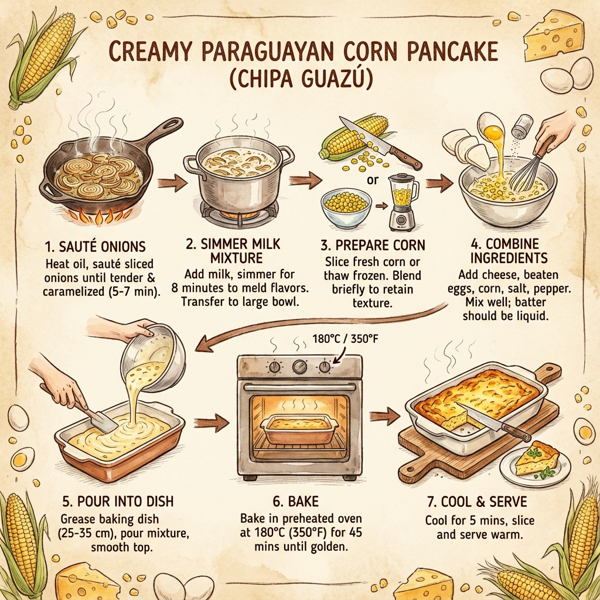 Creamy Paraguayan Corn Pancake (Chipa Guazú) instructions