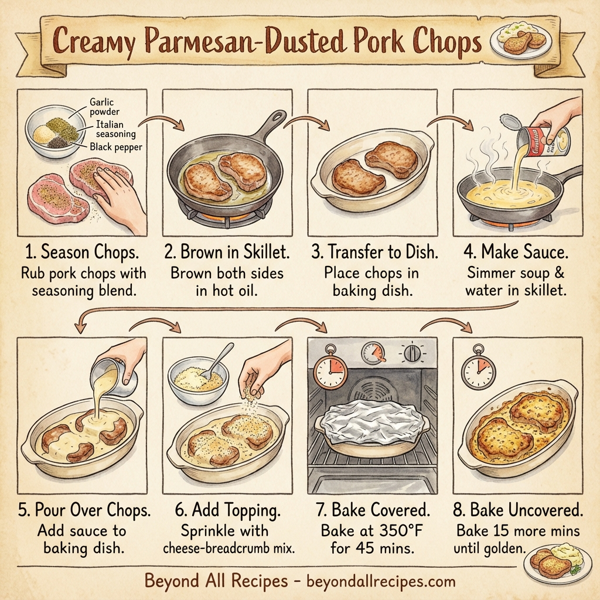 Creamy Parmesan-Dusted Pork Chops instructions
