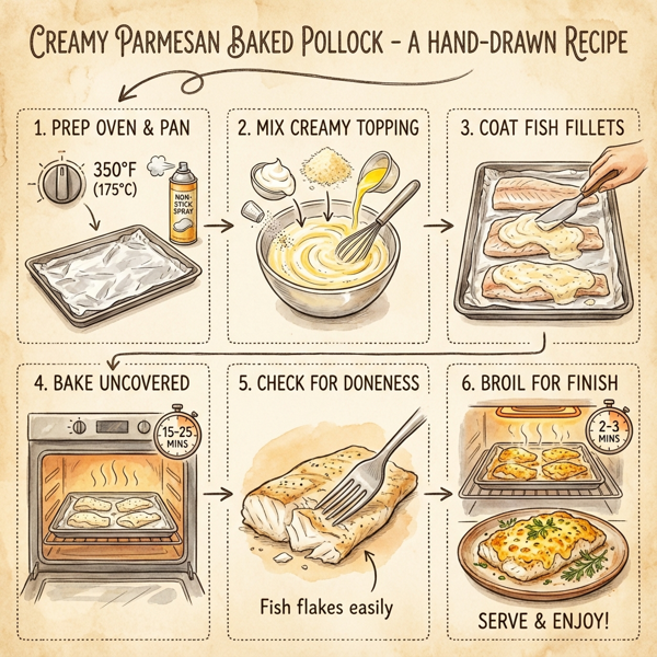 Creamy Parmesan Baked Pollock instructions