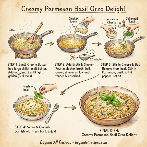 Creamy Parmesan Basil Orzo Delight instructions
