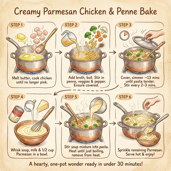 Creamy Parmesan Chicken & Penne Bake instructions