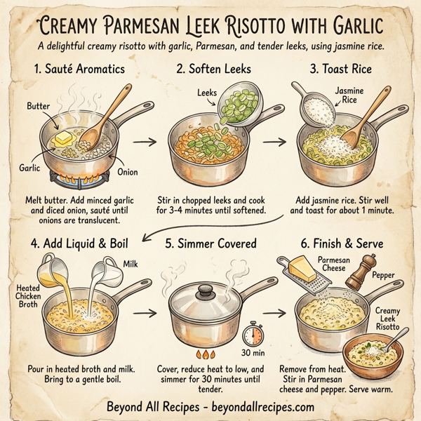 Creamy Parmesan Leek Risotto with Garlic instructions