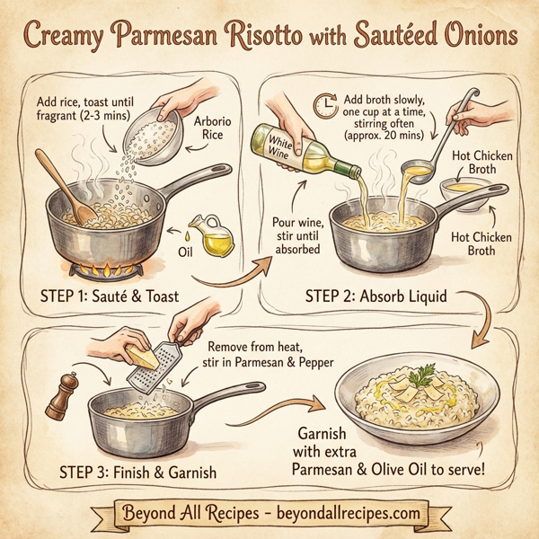 Creamy Parmesan Risotto with Sautéed Onions instructions