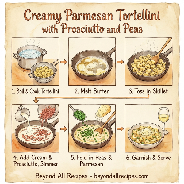 Creamy Parmesan Tortellini with Prosciutto and Peas instructions