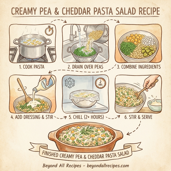 Creamy Pea & Cheddar Pasta Salad instructions