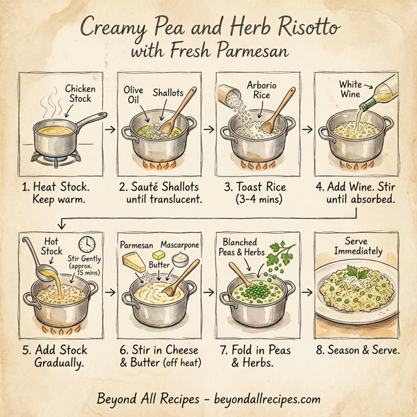Creamy Pea and Herb Risotto with Fresh Parmesan instructions