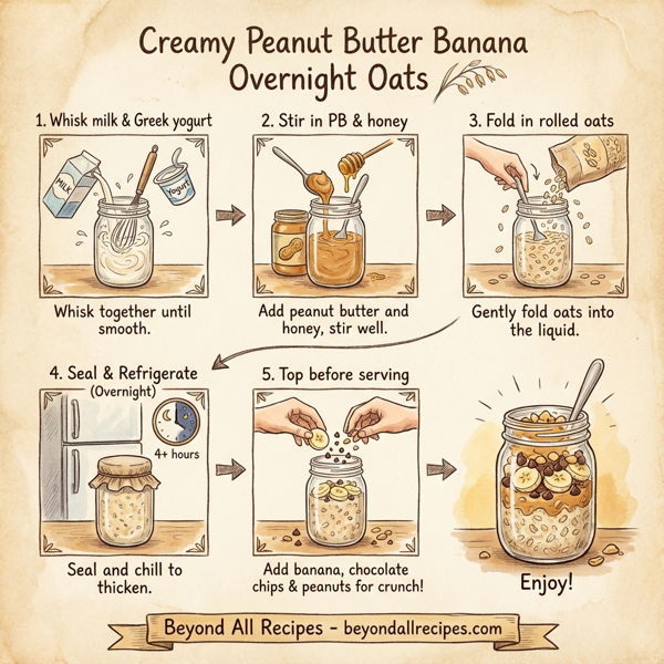 Creamy Peanut Butter Banana Overnight Oats instructions