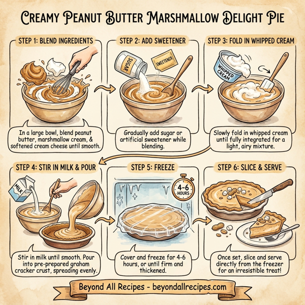 Creamy Peanut Butter Marshmallow Delight Pie instructions