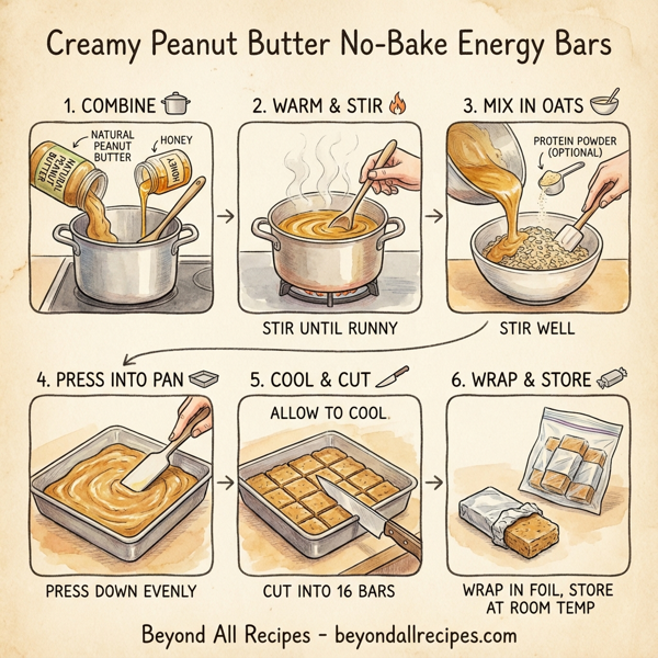 Creamy Peanut Butter No-Bake Energy Bars instructions