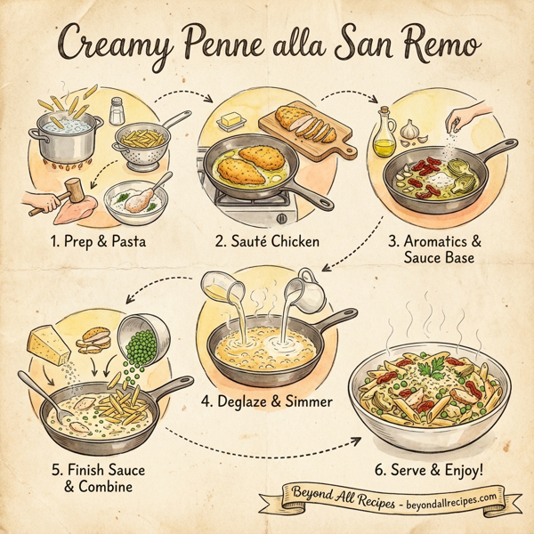 Creamy Penne alla San Remo instructions