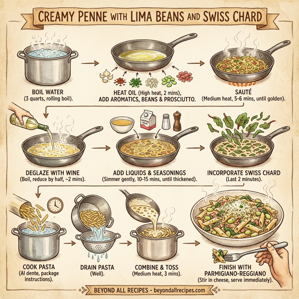 Creamy Penne with Lima Beans and Swiss Chard instructions