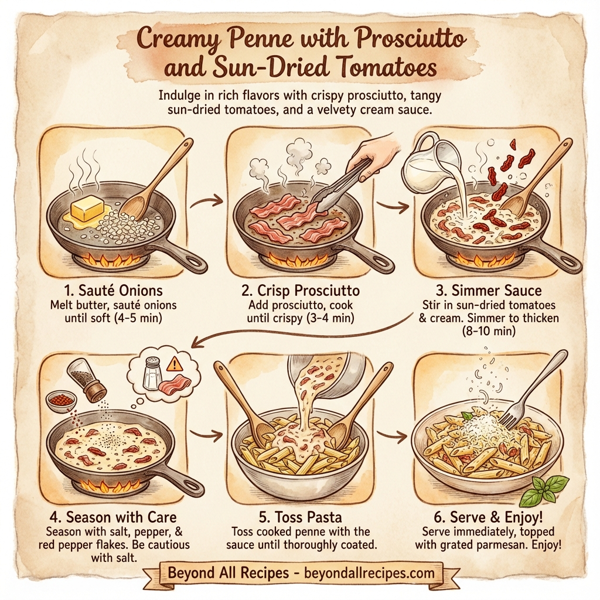 Creamy Penne with Prosciutto and Sun-Dried Tomatoes instructions