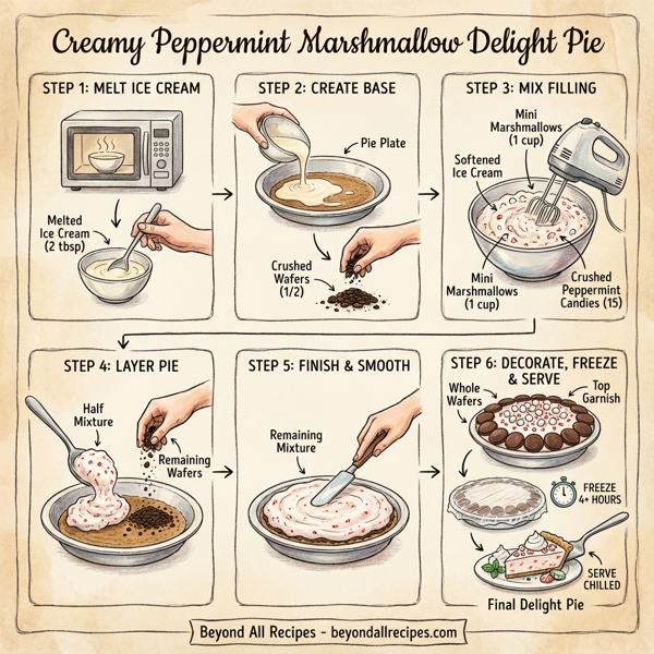 Creamy Peppermint Marshmallow Delight Pie instructions