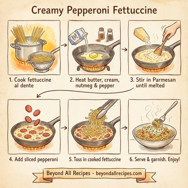 Creamy Pepperoni Fettuccine instructions