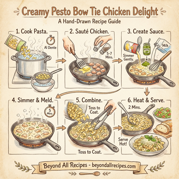 Creamy Pesto Bow Tie Chicken Delight instructions