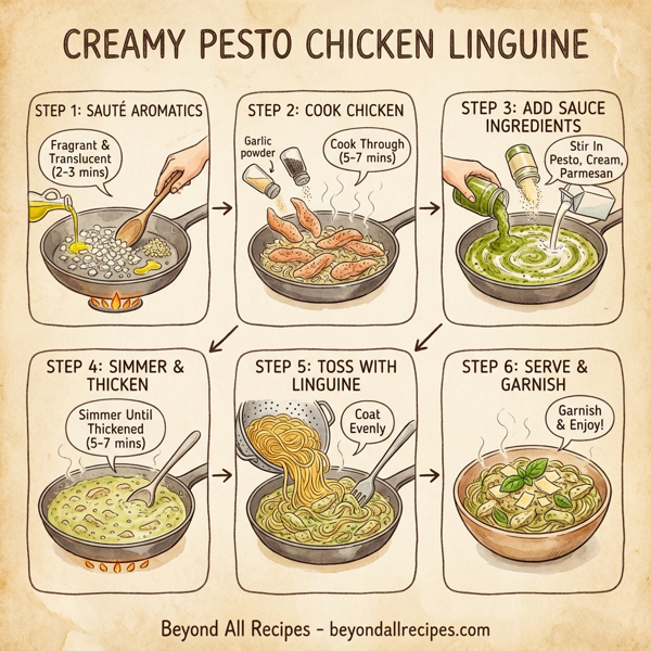 Creamy Pesto Chicken Linguine instructions