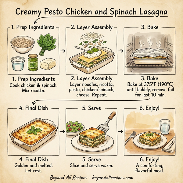 Creamy Pesto Chicken and Spinach Lasagna instructions