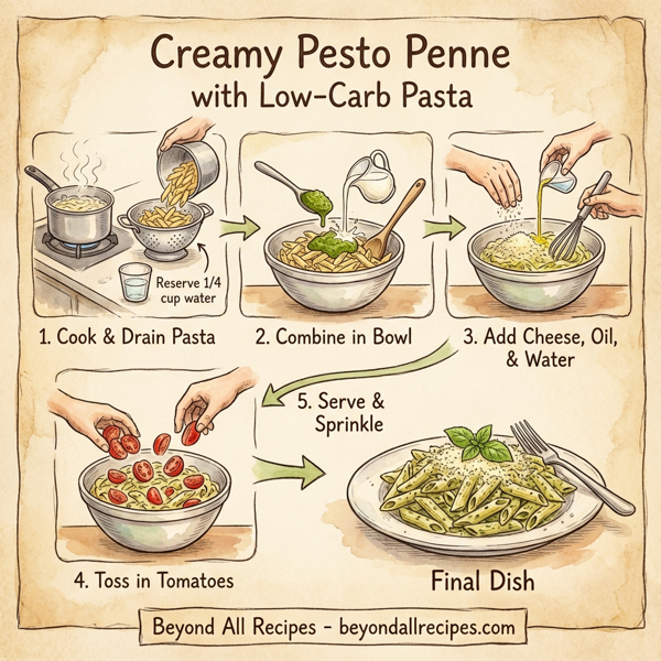 Creamy Pesto Penne with Low-Carb Pasta instructions