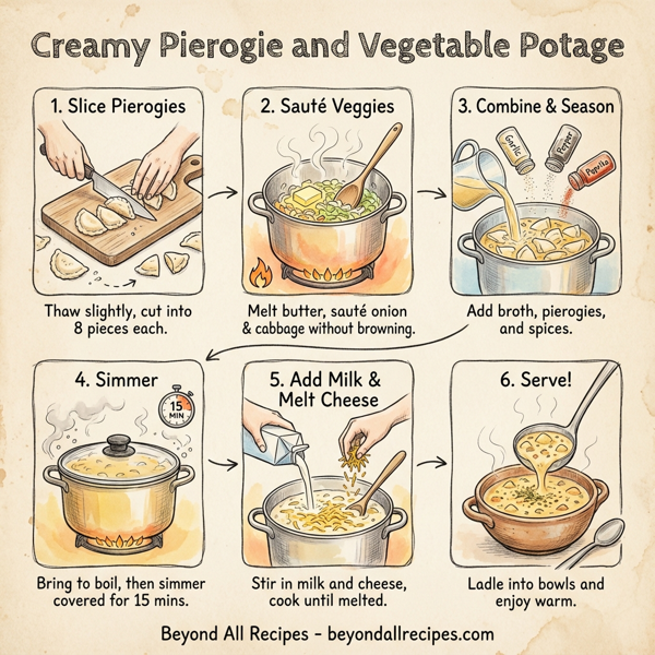 Creamy Pierogie and Vegetable Potage instructions