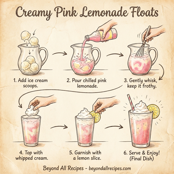 Creamy Pink Lemonade Floats instructions