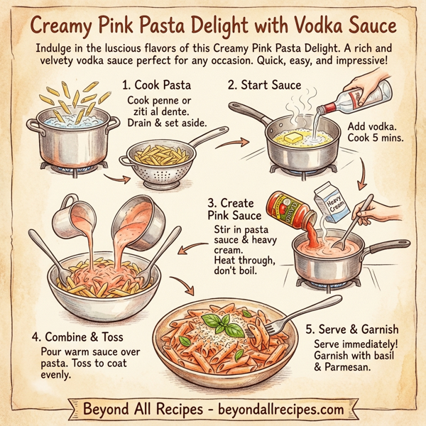 Creamy Pink Pasta Delight with Vodka Sauce instructions