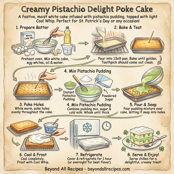 Creamy Pistachio Delight Poke Cake instructions
