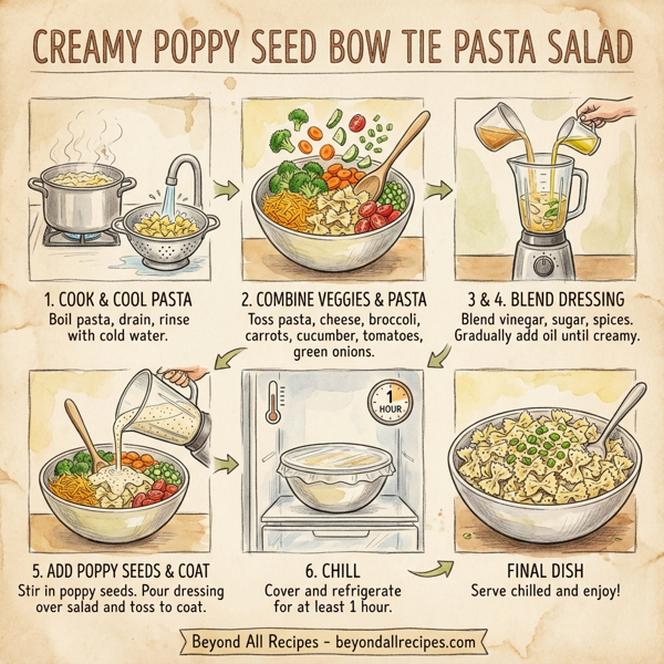 Creamy Poppy Seed Bow Tie Pasta Salad instructions