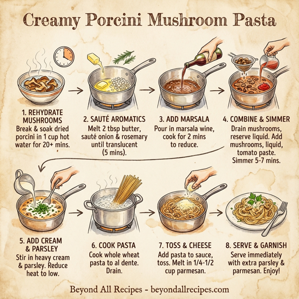 Creamy Porcini Mushroom Pasta instructions