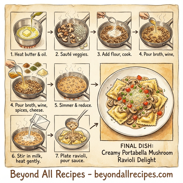 Creamy Portabella Mushroom Ravioli Delight instructions