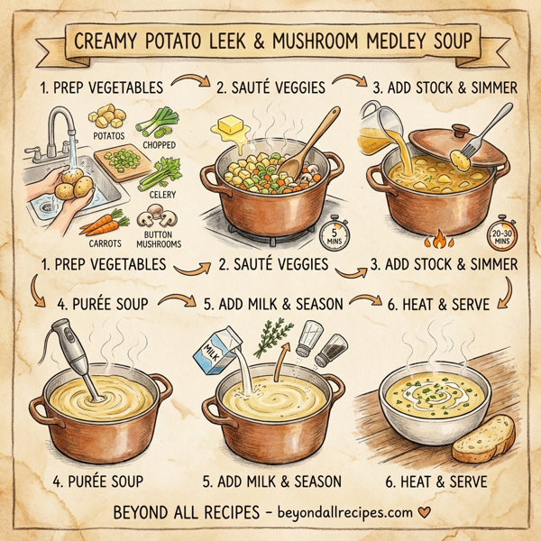 Creamy Potato Leek & Mushroom Medley Soup instructions