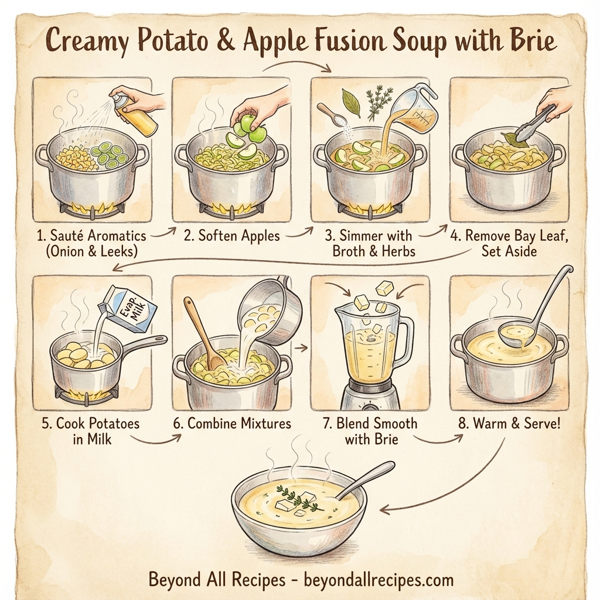 Creamy Potato & Apple Fusion Soup with Brie instructions