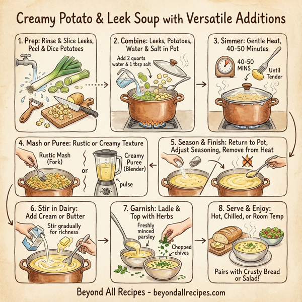 Creamy Potato & Leek Soup with Versatile Additions instructions