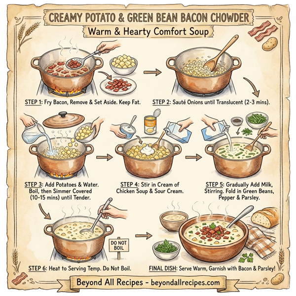 Creamy Potato and Green Bean Bacon Chowder instructions