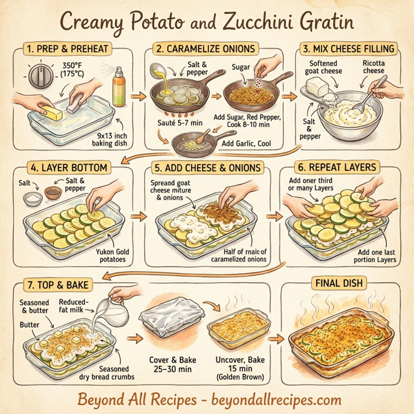 Creamy Potato and Zucchini Gratin instructions