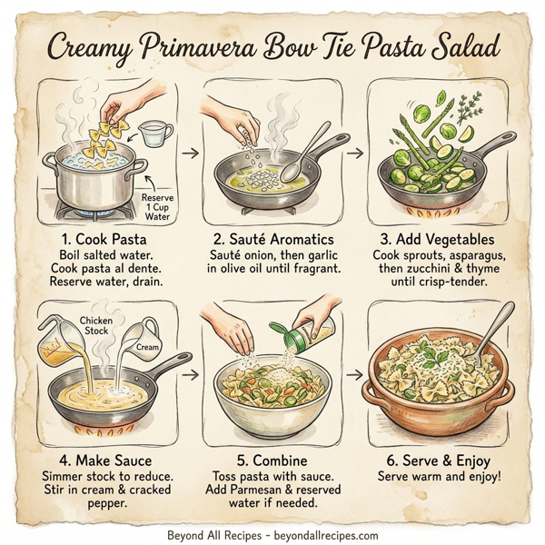 Creamy Primavera Bow Tie Pasta Salad instructions