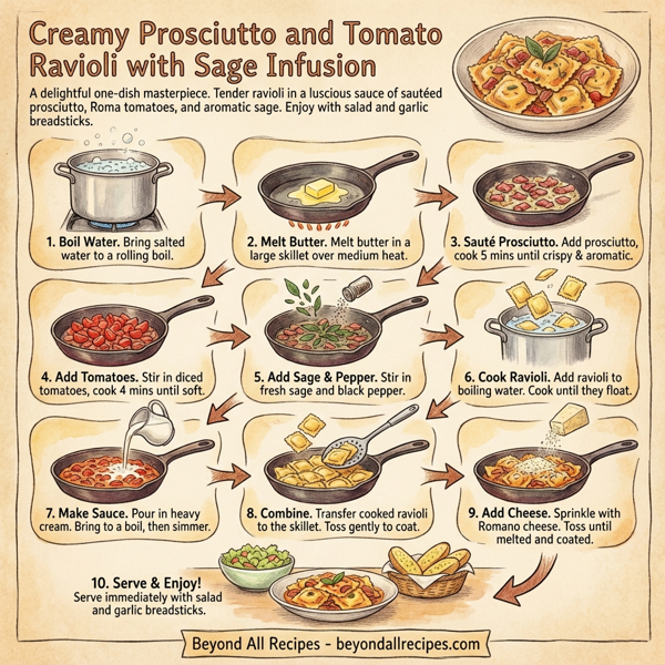 Creamy Prosciutto and Tomato Ravioli with Sage Infusion instructions