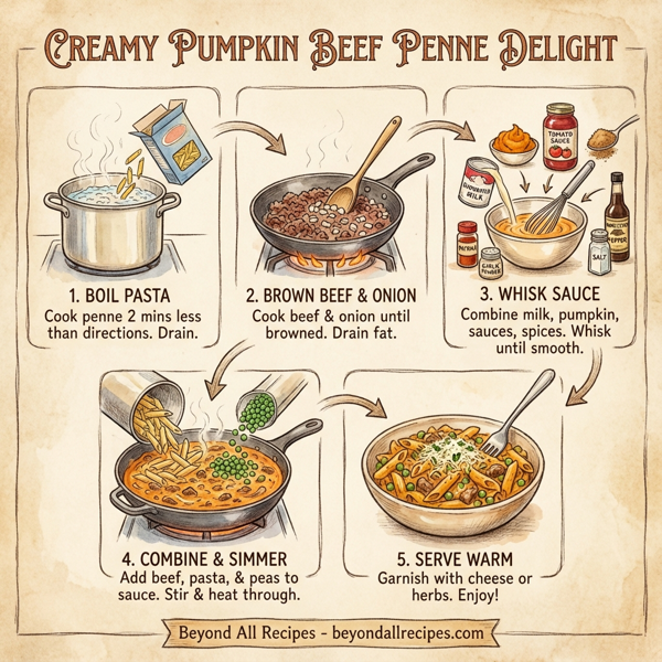 Creamy Pumpkin Beef Penne Delight instructions