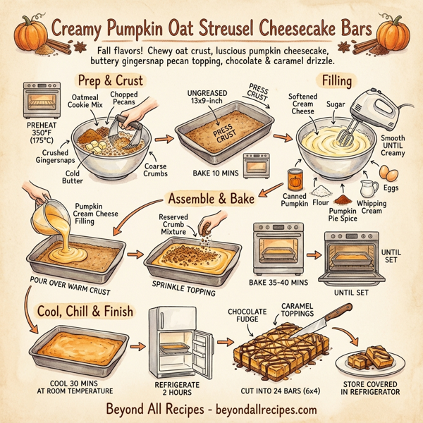 Creamy Pumpkin Oat Streusel Cheesecake Bars instructions