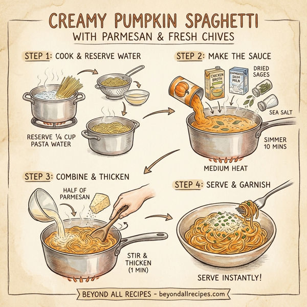 Creamy Pumpkin Spaghetti with Parmesan and Fresh Chives instructions