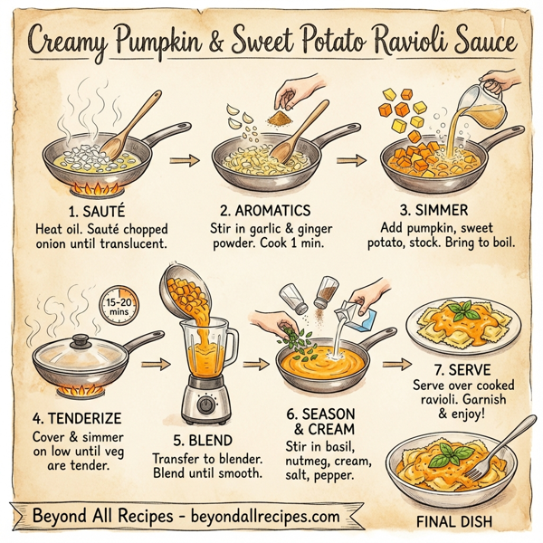 Creamy Pumpkin and Sweet Potato Ravioli Sauce instructions