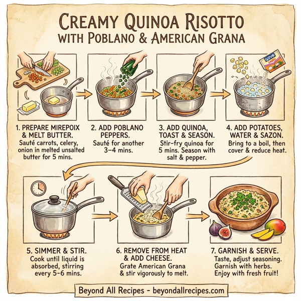 Creamy Quinoa Risotto with Poblano and American Grana instructions