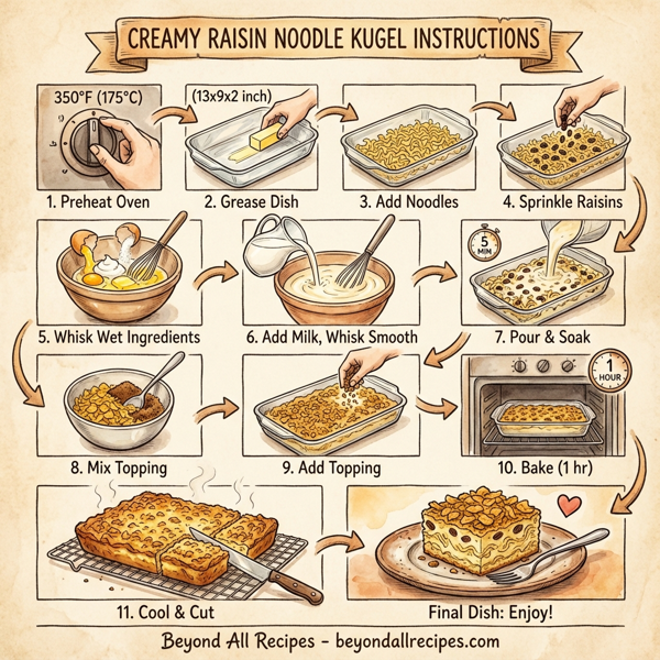 Creamy Raisin Noodle Kugel instructions